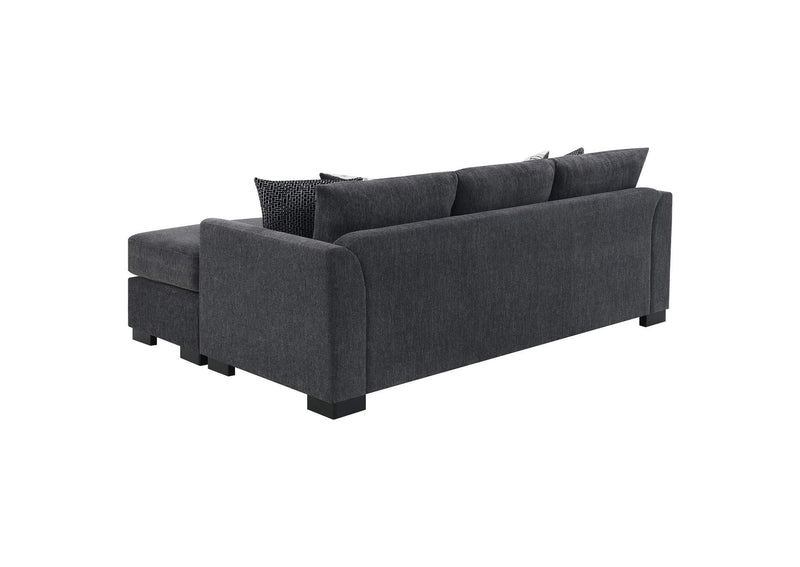 504777 Storey Upholstered Sleeper Sectional Chaise Sofa Dark Grey