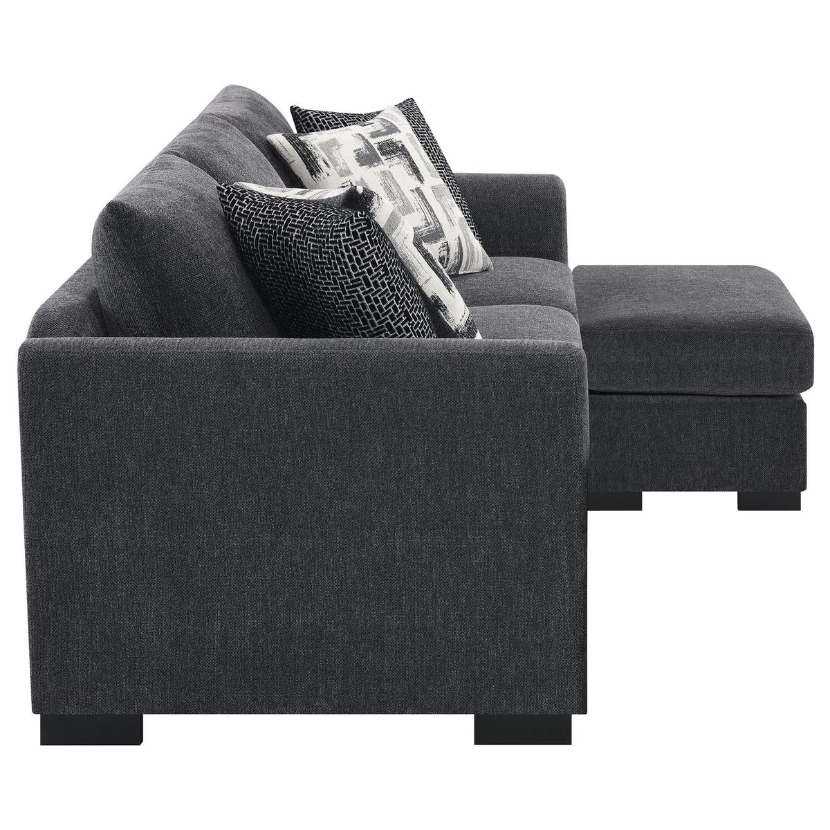 504777 Storey Upholstered Sleeper Sectional Chaise Sofa Dark Grey