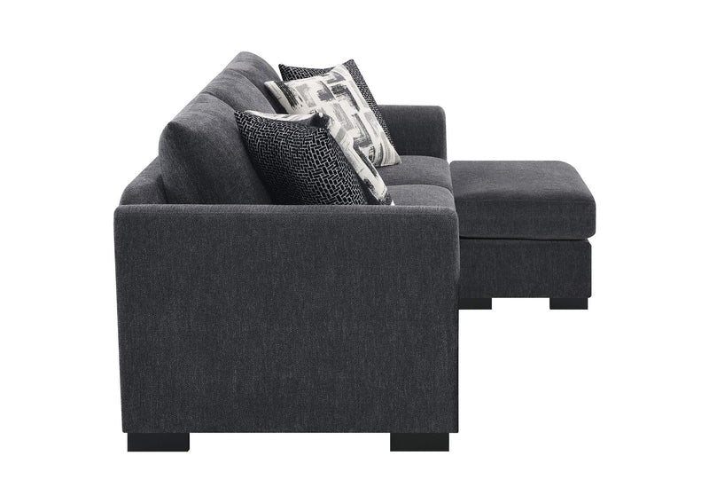 504777 Storey Upholstered Sleeper Sectional Chaise Sofa Dark Grey