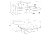 504777 Storey Upholstered Sleeper Sectional Chaise Sofa Dark Grey