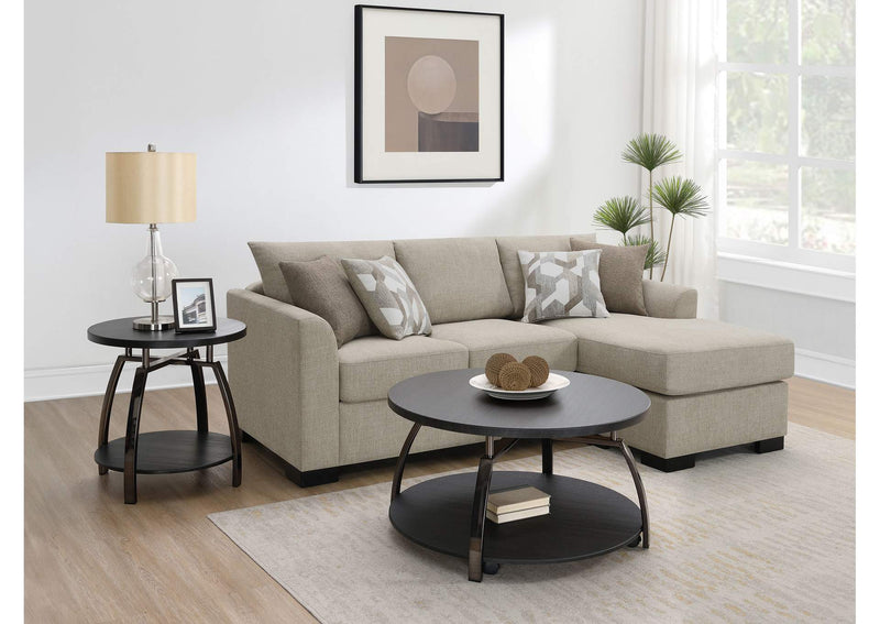 504778 Storey Upholstered Sleeper Sectional Chaise Sofa Camel