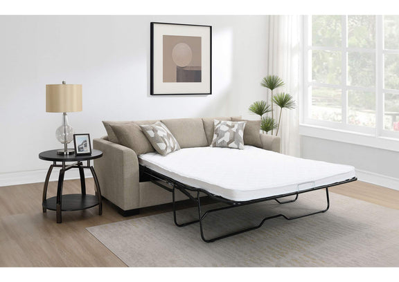 504778 Storey Upholstered Sleeper Sectional Chaise Sofa Camel