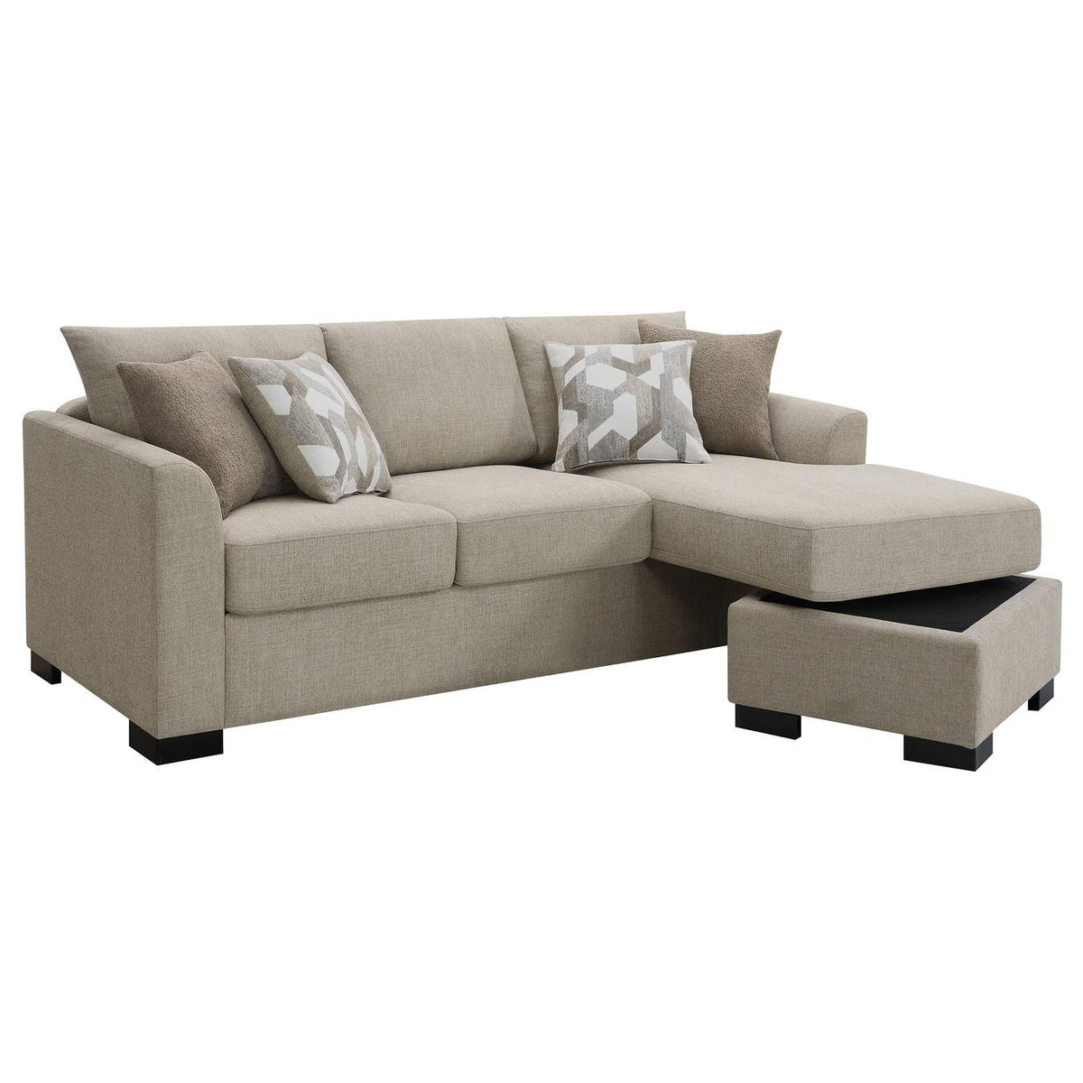 504778 Storey Upholstered Sleeper Sectional Chaise Sofa Camel