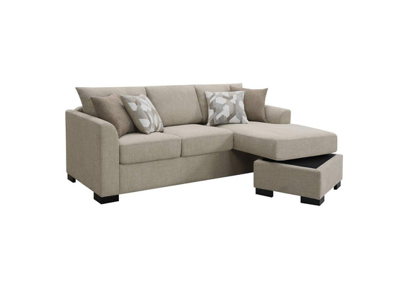 504778 Storey Upholstered Sleeper Sectional Chaise Sofa Camel