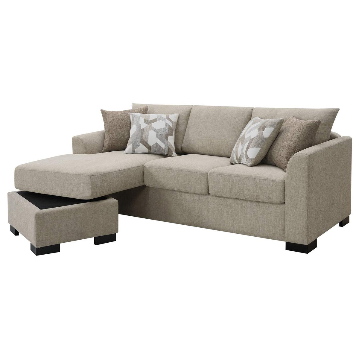 504778 Storey Upholstered Sleeper Sectional Chaise Sofa Camel