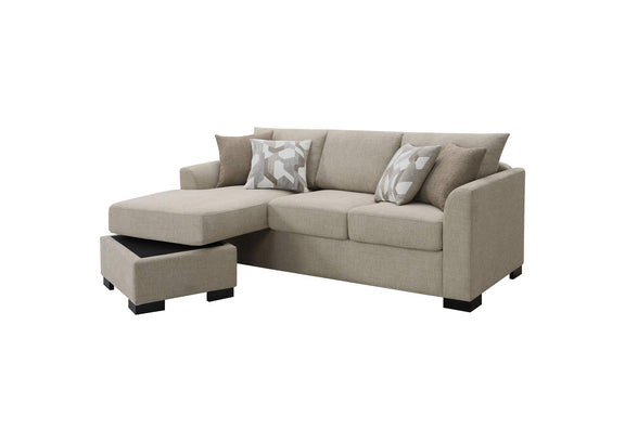 504778 Storey Upholstered Sleeper Sectional Chaise Sofa Camel