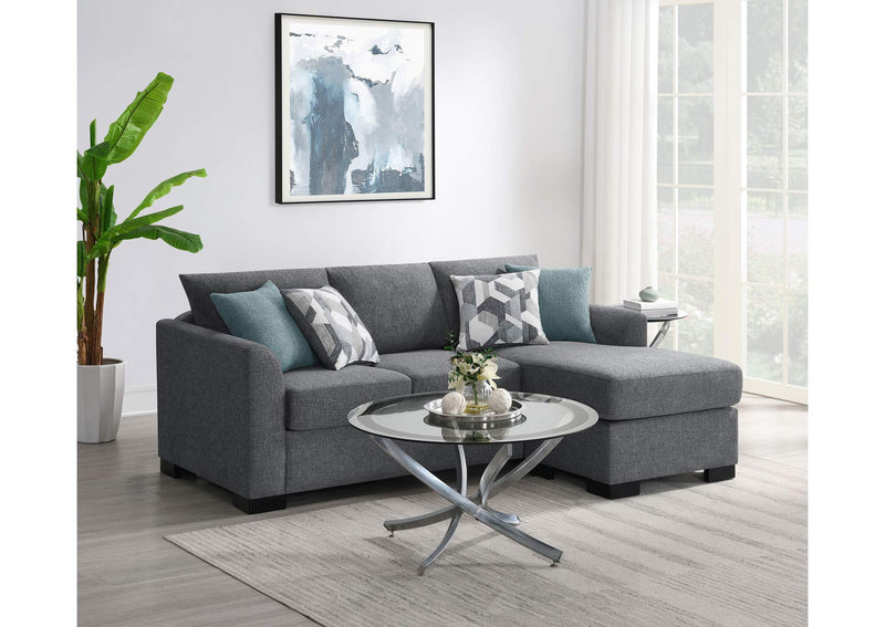 504779 Storey Upholstered Sleeper Sectional Chaise Sofa Grey