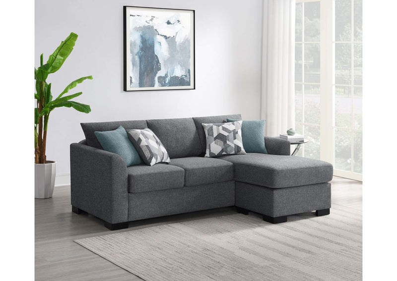 504779 Storey Upholstered Sleeper Sectional Chaise Sofa Grey