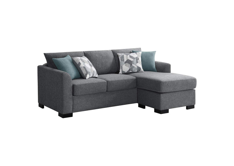 504779 Storey Upholstered Sleeper Sectional Chaise Sofa Grey