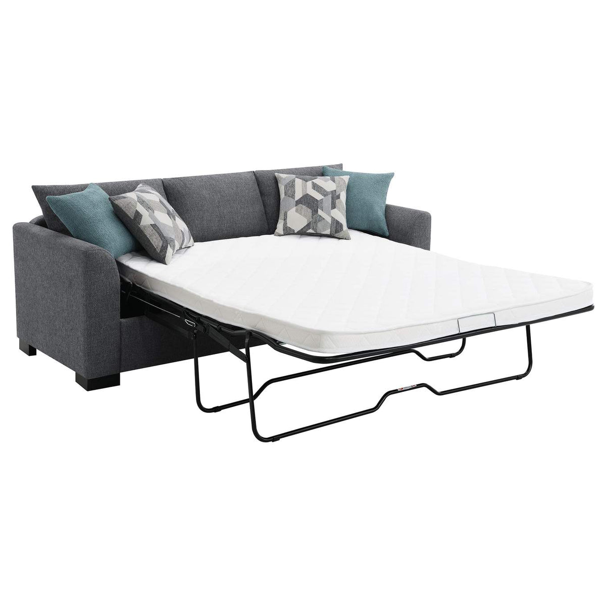 504779 Storey Upholstered Sleeper Sectional Chaise Sofa Grey