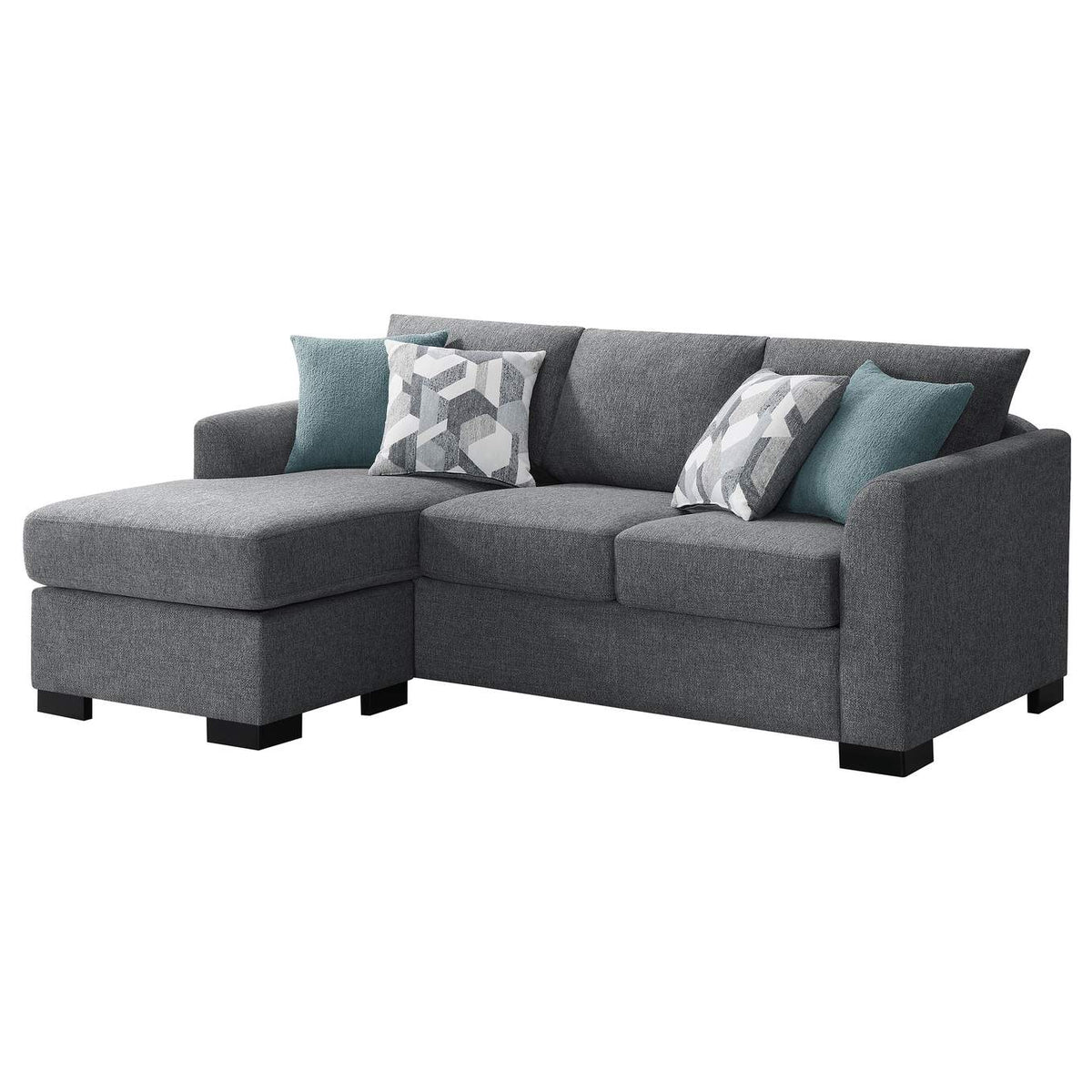 504779 Storey Upholstered Sleeper Sectional Chaise Sofa Grey
