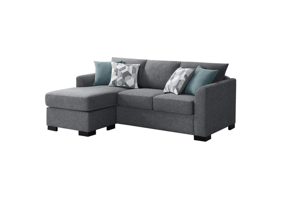 504779 Storey Upholstered Sleeper Sectional Chaise Sofa Grey
