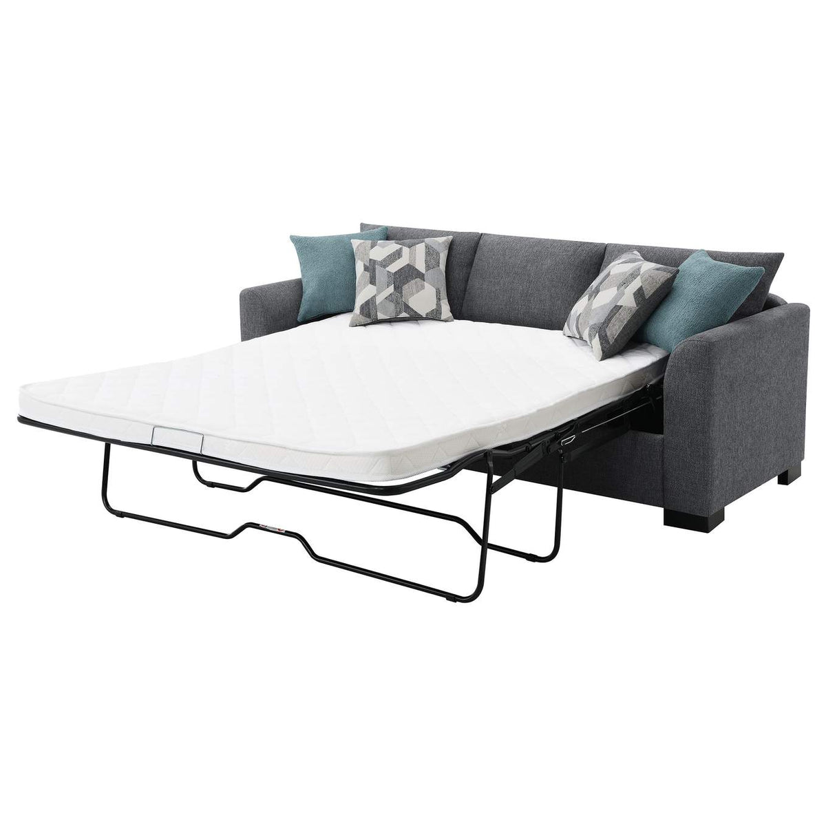 504779 Storey Upholstered Sleeper Sectional Chaise Sofa Grey