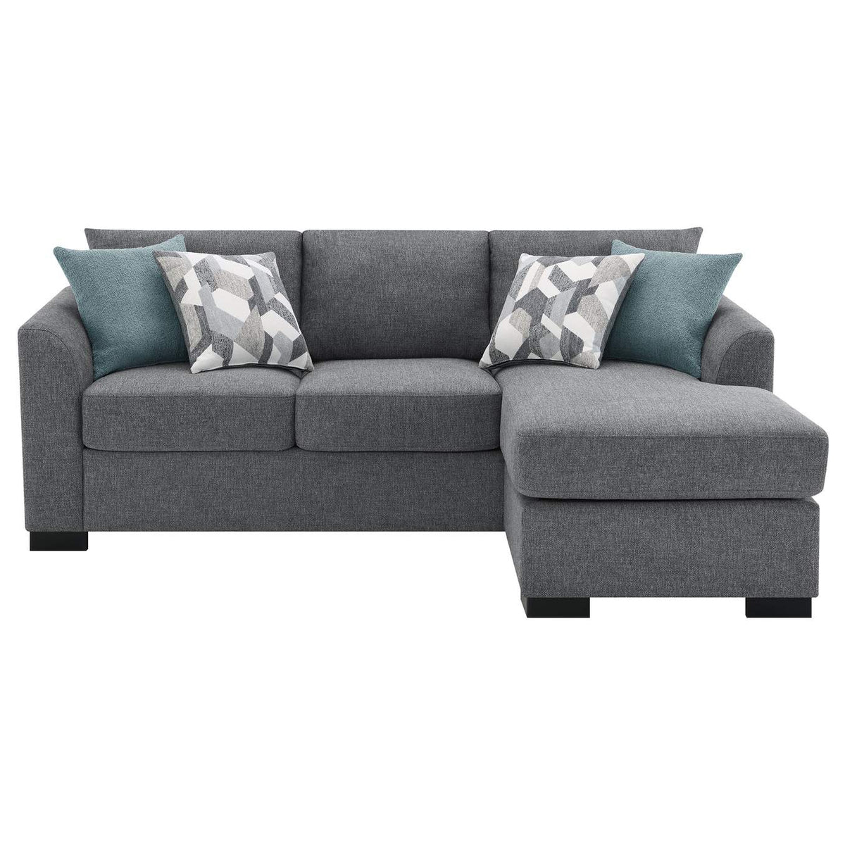 504779 Storey Upholstered Sleeper Sectional Chaise Sofa Grey