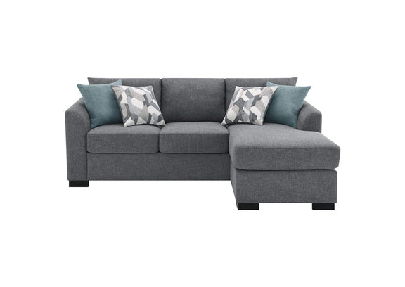 504779 Storey Upholstered Sleeper Sectional Chaise Sofa Grey
