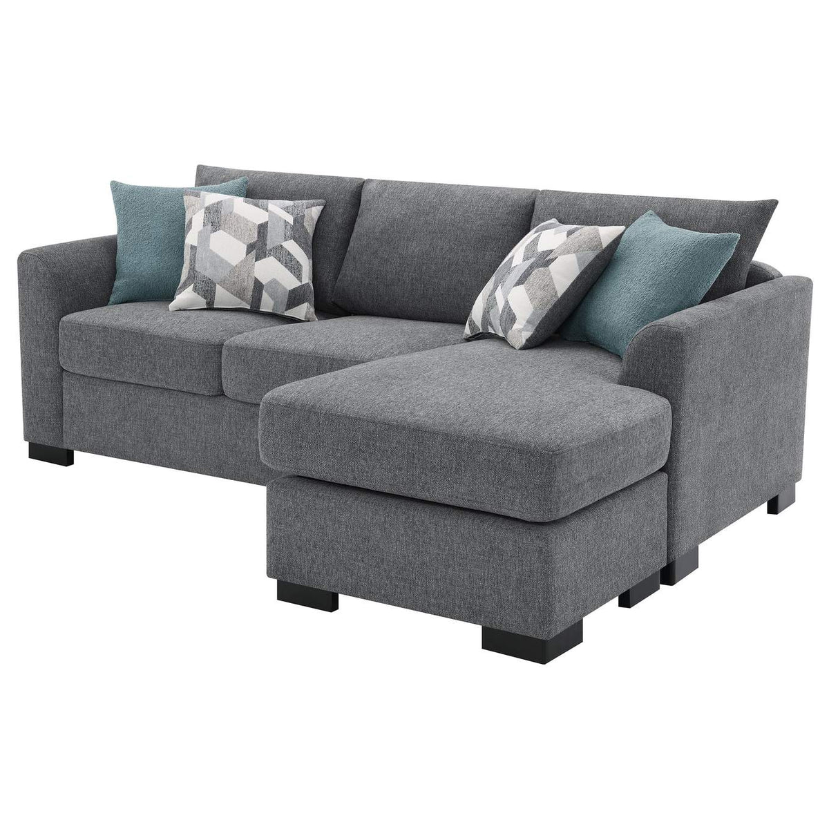 504779 Storey Upholstered Sleeper Sectional Chaise Sofa Grey