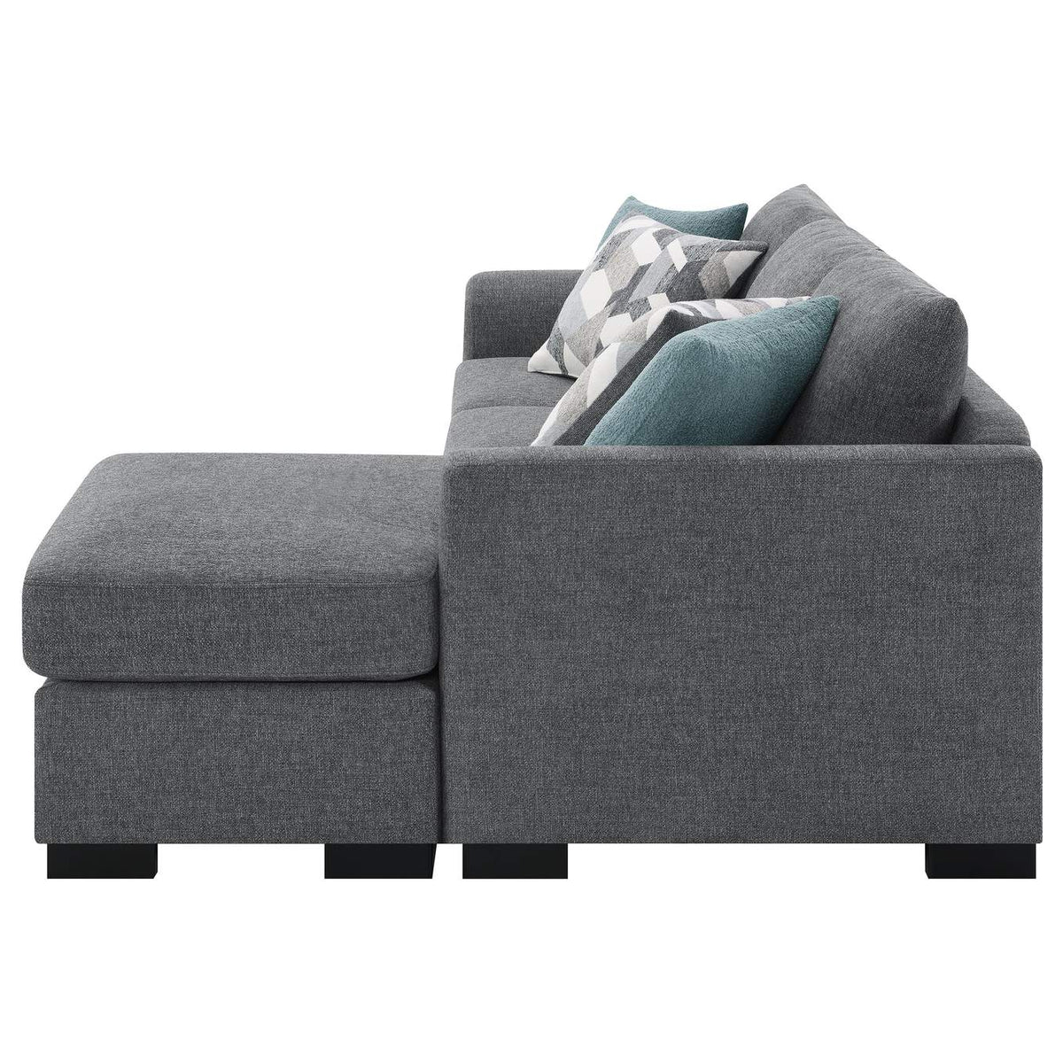 504779 Storey Upholstered Sleeper Sectional Chaise Sofa Grey