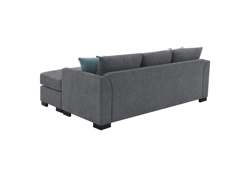 504779 Storey Upholstered Sleeper Sectional Chaise Sofa Grey