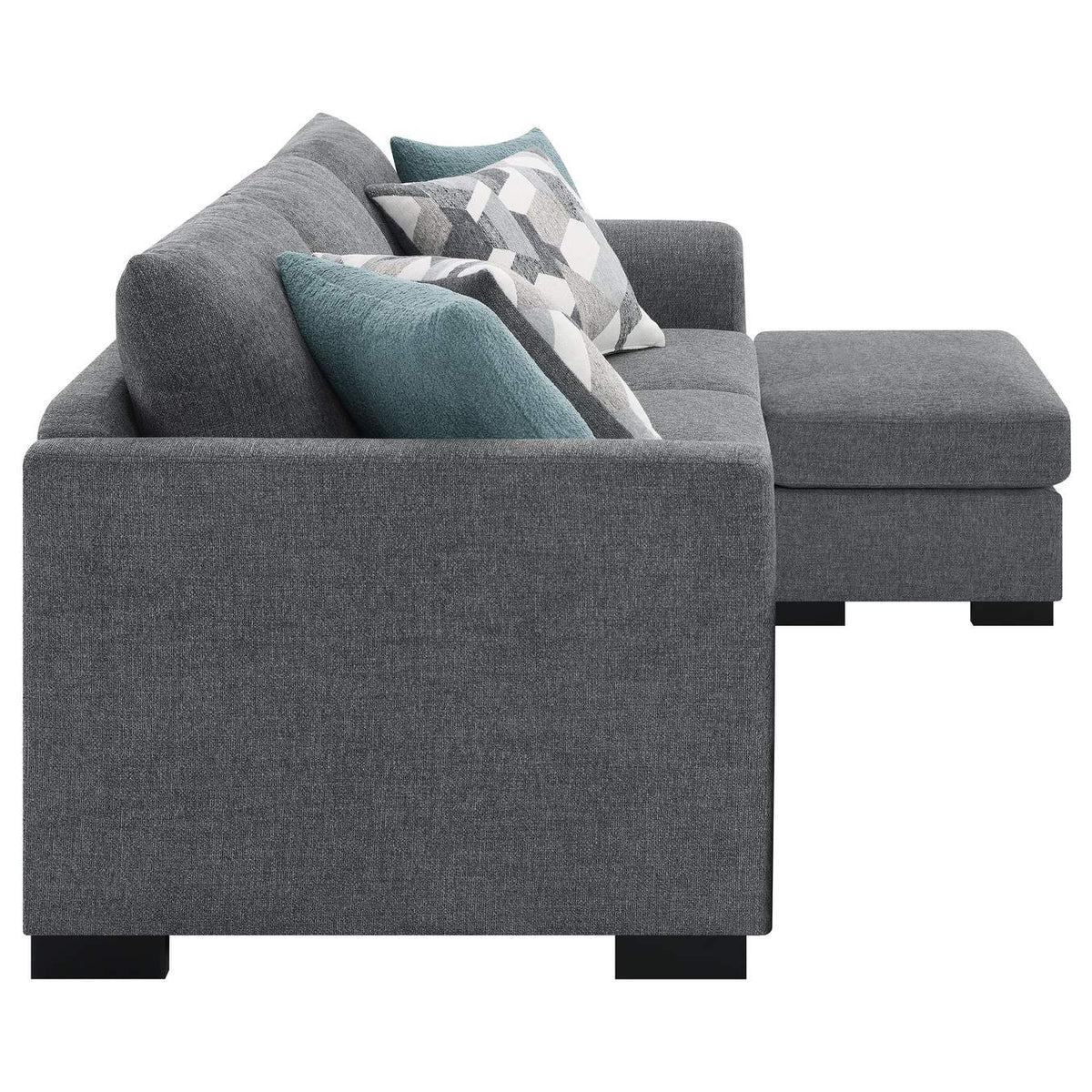 504779 Storey Upholstered Sleeper Sectional Chaise Sofa Grey