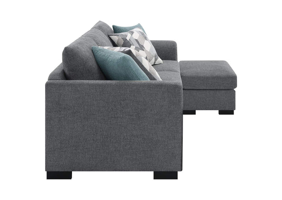 504779 Storey Upholstered Sleeper Sectional Chaise Sofa Grey