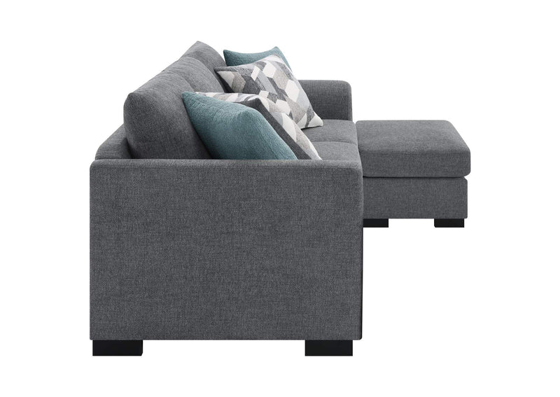 504779 Storey Upholstered Sleeper Sectional Chaise Sofa Grey