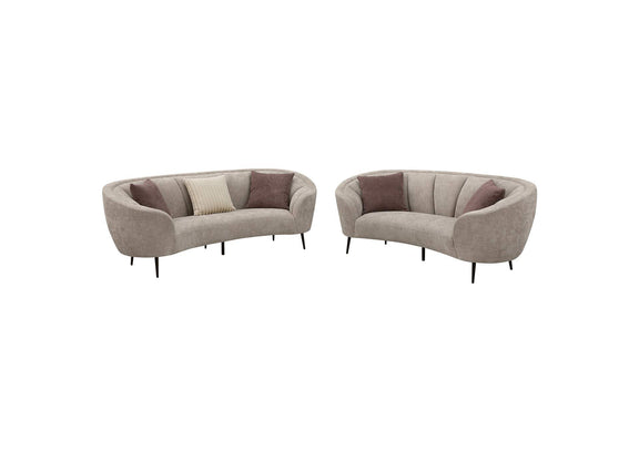 504837-S2 Ellorie 2-piece Upholstered Curved Sofa Set Beige