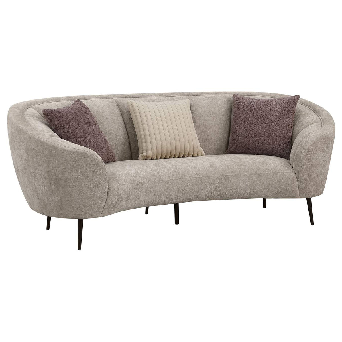 504837-S2 Ellorie 2-piece Upholstered Curved Sofa Set Beige