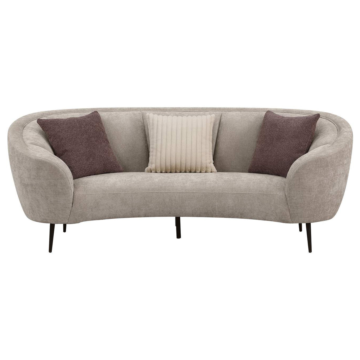 504837-S2 Ellorie 2-piece Upholstered Curved Sofa Set Beige