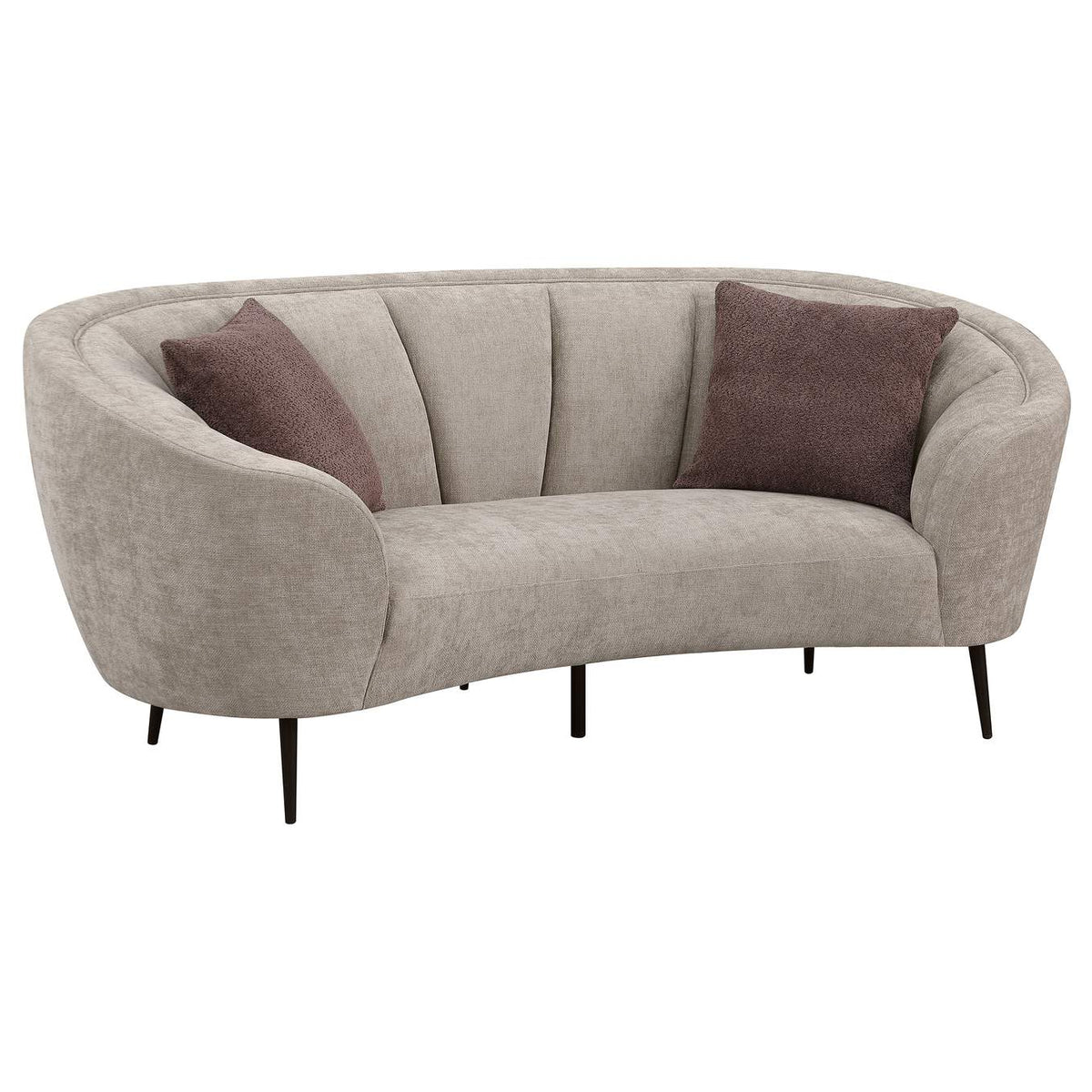504837-S2 Ellorie 2-piece Upholstered Curved Sofa Set Beige