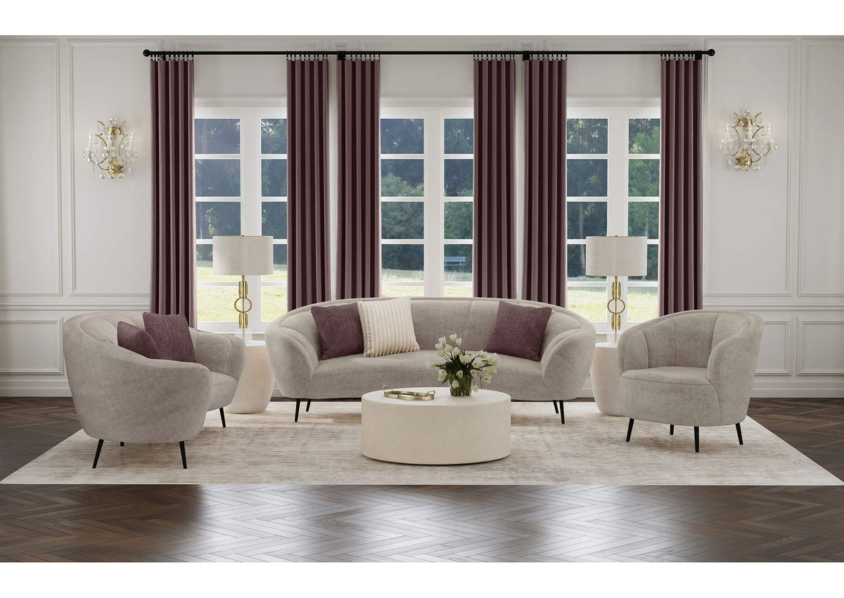 504837-S3 Ellorie 3-piece Upholstered Curved Sofa Set Beige