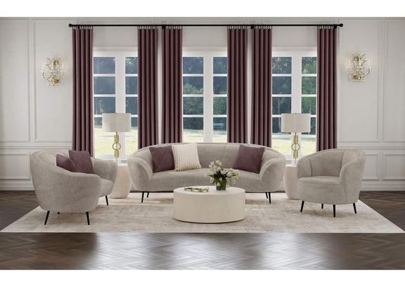 504837-S3 Ellorie 3-piece Upholstered Curved Sofa Set Beige