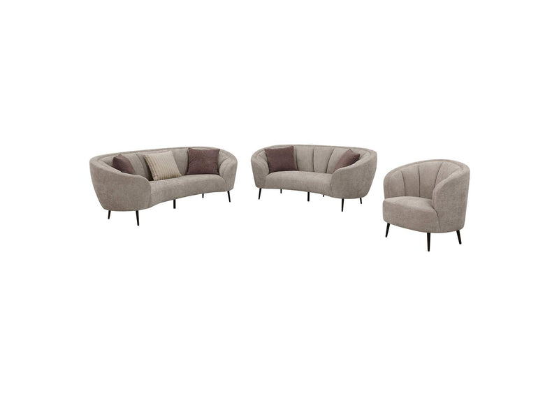 504837-S3 Ellorie 3-piece Upholstered Curved Sofa Set Beige