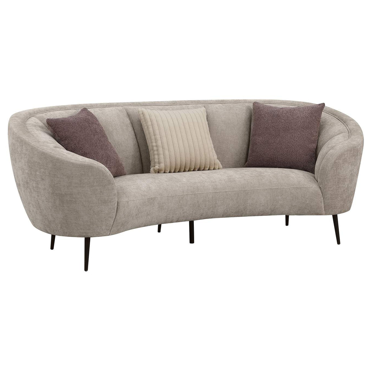 504837-S3 Ellorie 3-piece Upholstered Curved Sofa Set Beige