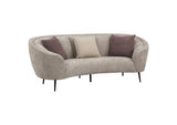 504837 Ellorie Upholstered Channel Back Curved Sofa Beige