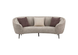 504837 Ellorie Upholstered Channel Back Curved Sofa Beige