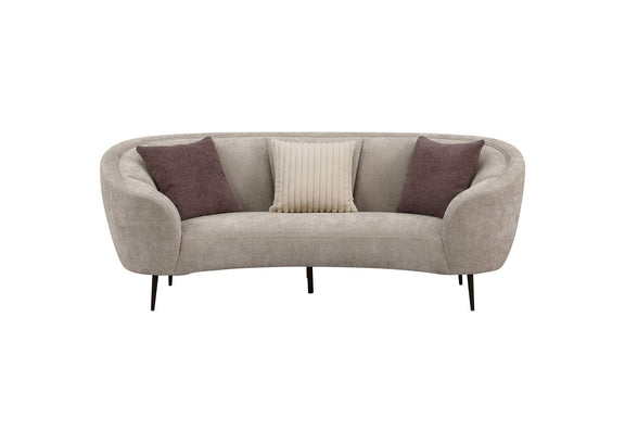 504837 Ellorie Upholstered Channel Back Curved Sofa Beige