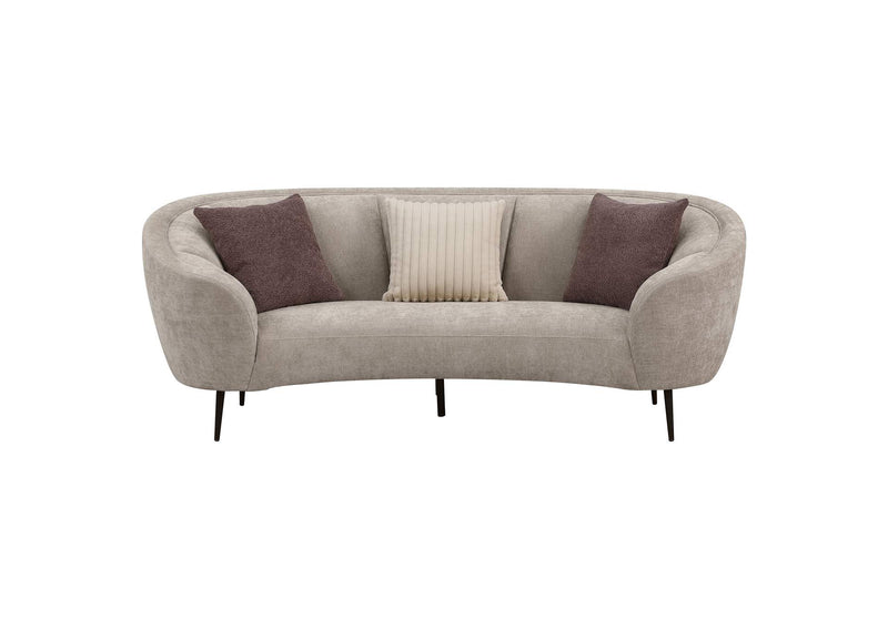 504837 Ellorie Upholstered Channel Back Curved Sofa Beige