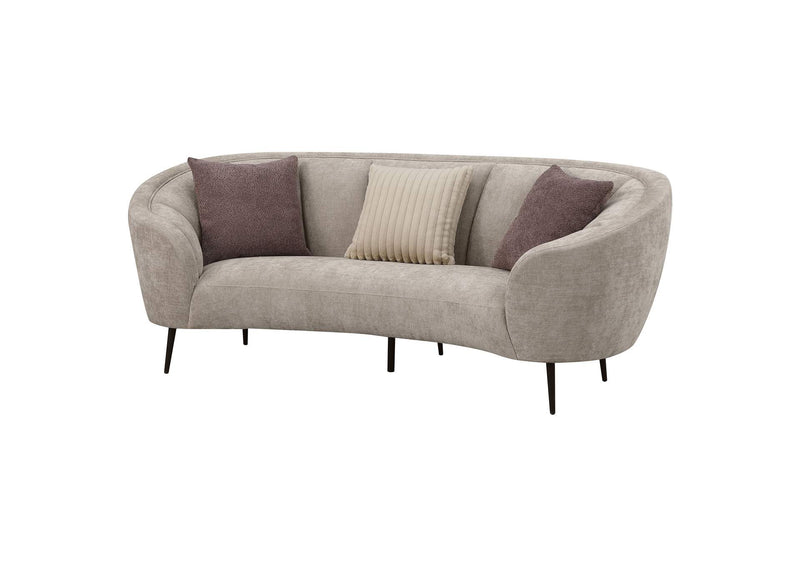 504837 Ellorie Upholstered Channel Back Curved Sofa Beige