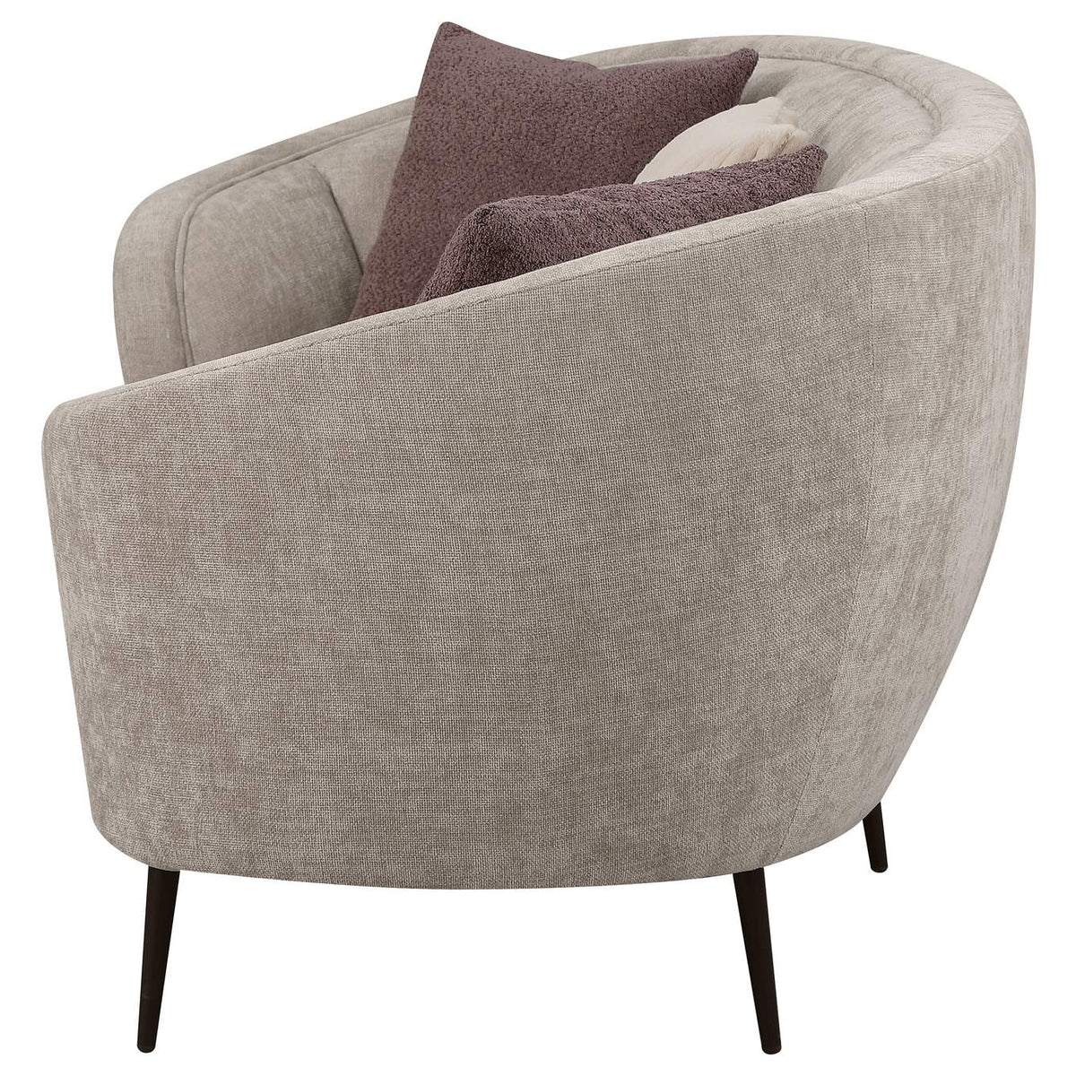 504837 Ellorie Upholstered Channel Back Curved Sofa Beige