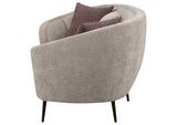 504837 Ellorie Upholstered Channel Back Curved Sofa Beige