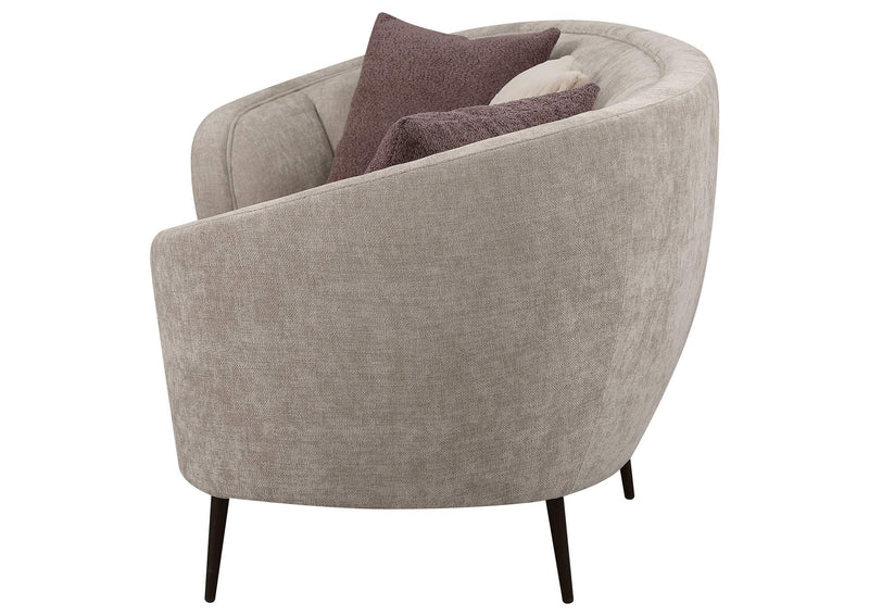 504837 Ellorie Upholstered Channel Back Curved Sofa Beige