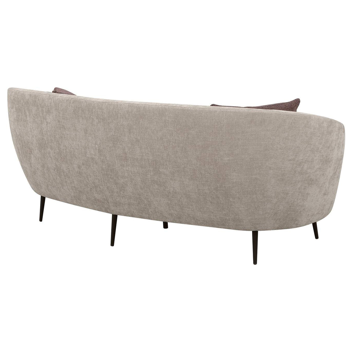 504837 Ellorie Upholstered Channel Back Curved Sofa Beige