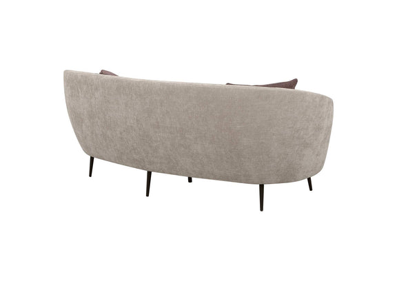 504837 Ellorie Upholstered Channel Back Curved Sofa Beige