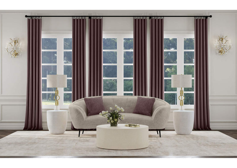 504838 Ellorie Upholstered Channel Back Curved Loveseat Beige