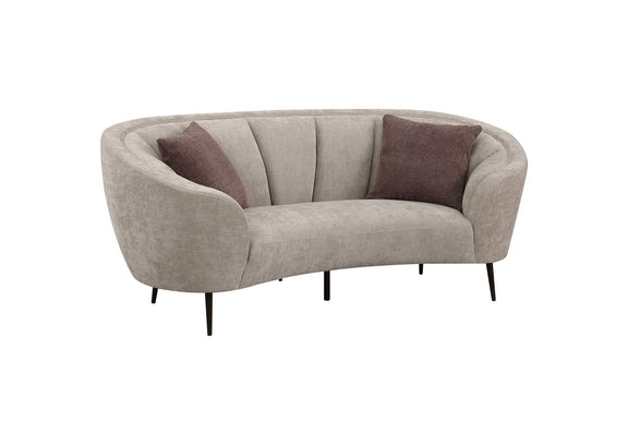 504838 Ellorie Upholstered Channel Back Curved Loveseat Beige