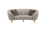 504838 Ellorie Upholstered Channel Back Curved Loveseat Beige
