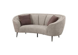 504838 Ellorie Upholstered Channel Back Curved Loveseat Beige