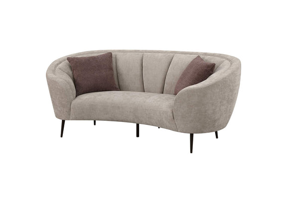 504838 Ellorie Upholstered Channel Back Curved Loveseat Beige