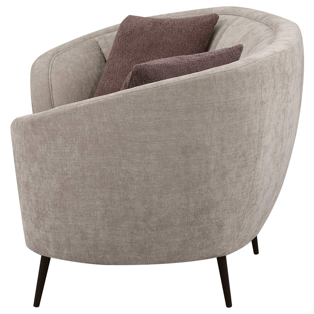 504838 Ellorie Upholstered Channel Back Curved Loveseat Beige