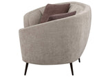 504838 Ellorie Upholstered Channel Back Curved Loveseat Beige
